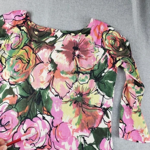 Neiman Marcus Sweater Womens Small Floral Cashmere Scoop Neckline Pullover - Picture 9 of 15